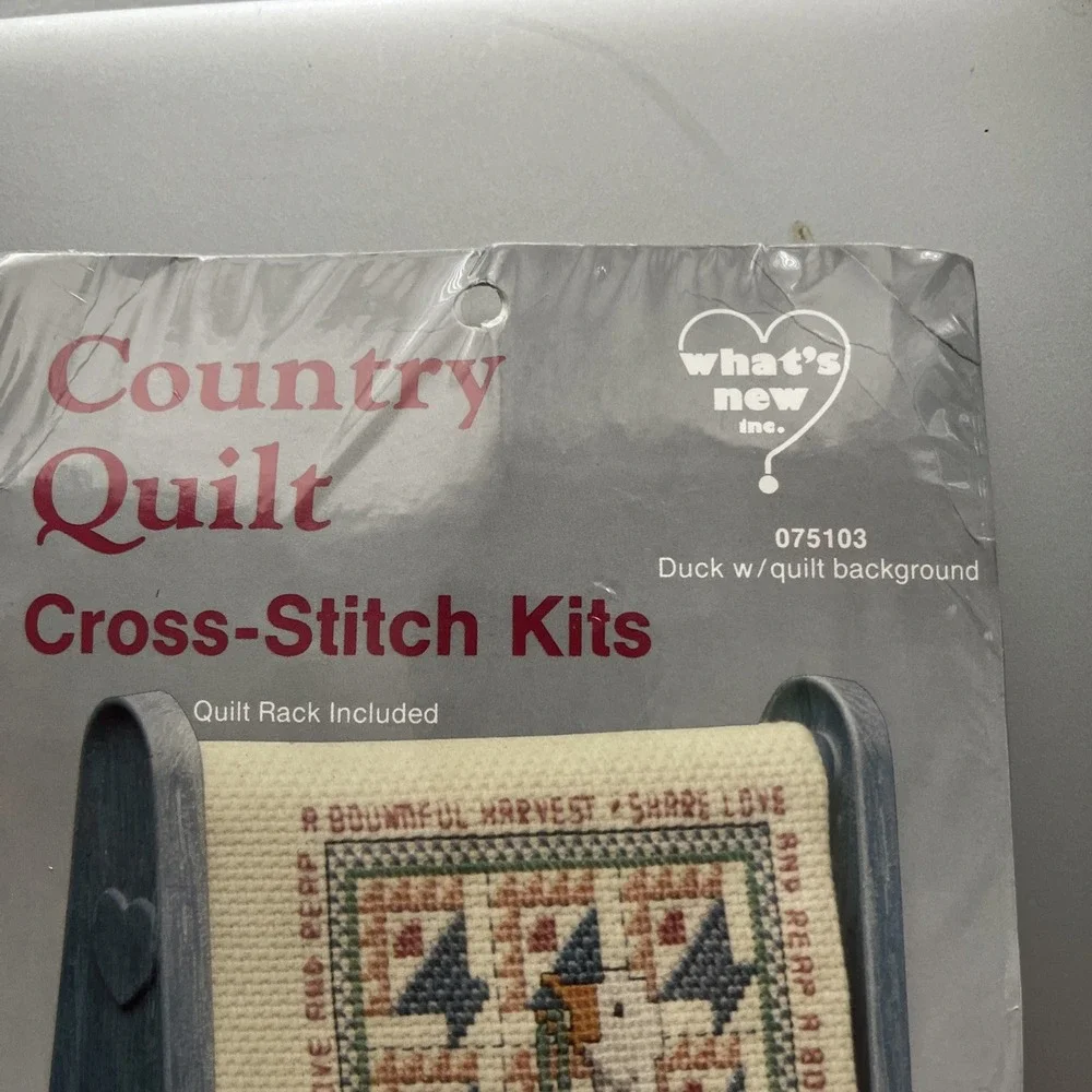 What's New Country Quilt Blue Rack Ducks w/ Quilt Cross Stitch Kit #075103